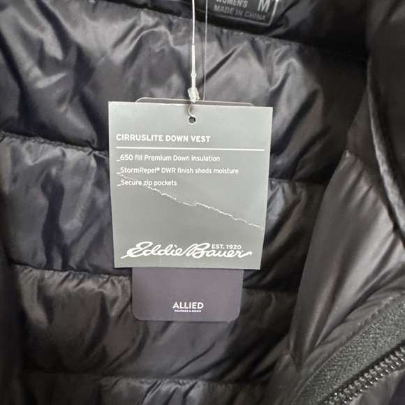 EDDIE BAUER EB650 DOWN FILLED WOMENS M PUFFER VEST BLACK NWT - Picture 2 of 8